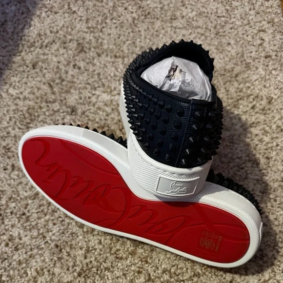 New Christian Louboutin dark marine Spiked Loafers - Picture 2 of 10